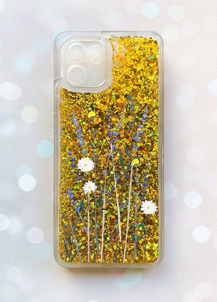 Чехол с плавающими блестками на Xiaomi Redmi A1 Золотой :: Полевые цветы (принт 270) Creative (262605205)