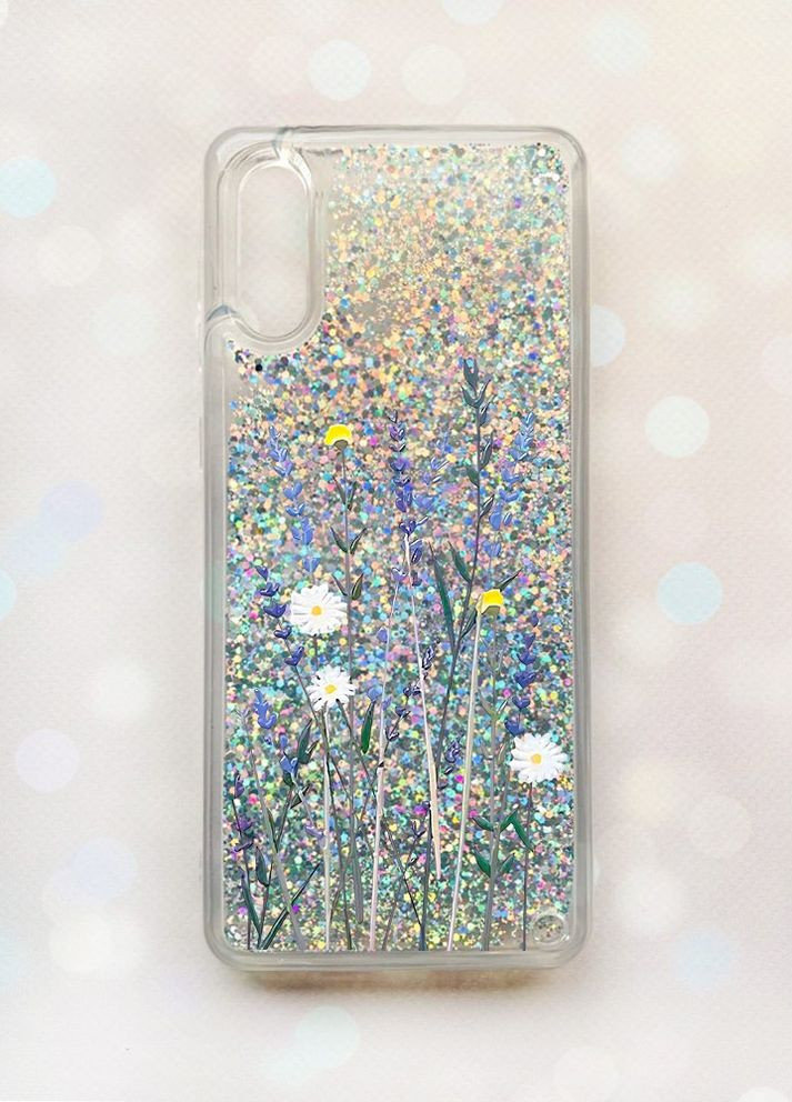 Чехол с плавающими блестками на Samsung Galaxy A02 / A022 (2021) Серебряный :: Полевые цветы (принт 270) Creative (262608712)