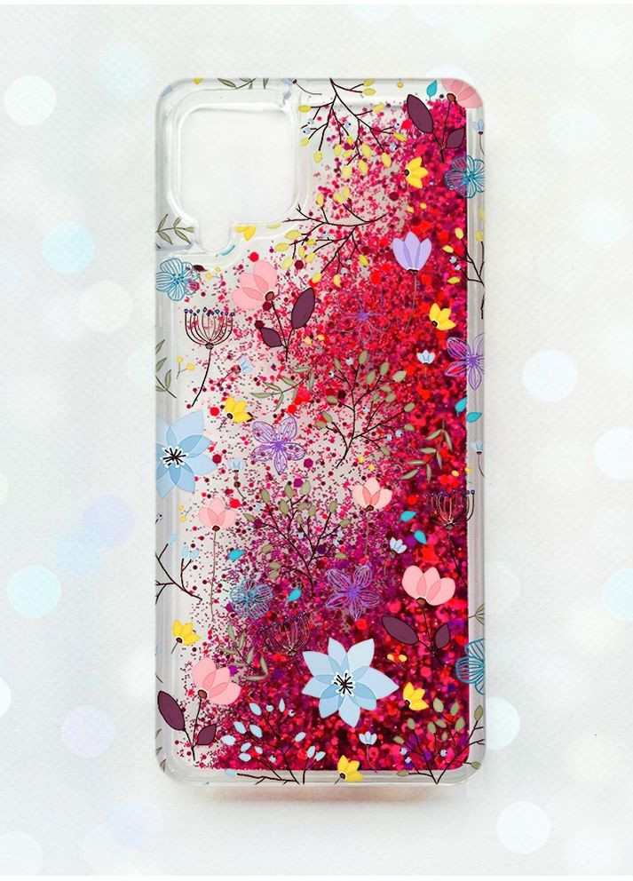 Чехол с плавающими блестками Samsung Galaxy A12 Розовый :: Цветочный фон (принт 267) Creative (262608030)