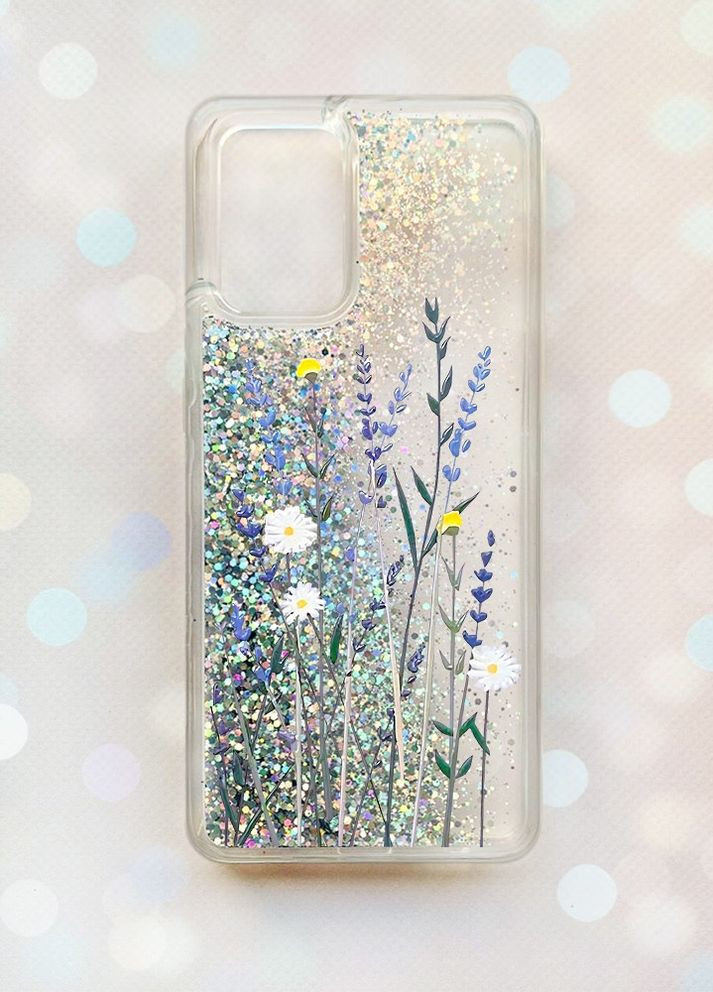 Чехол с плавающими блестками на Oppo A74 Серебряный :: Полевые цветы (принт 270) Creative (262607492)