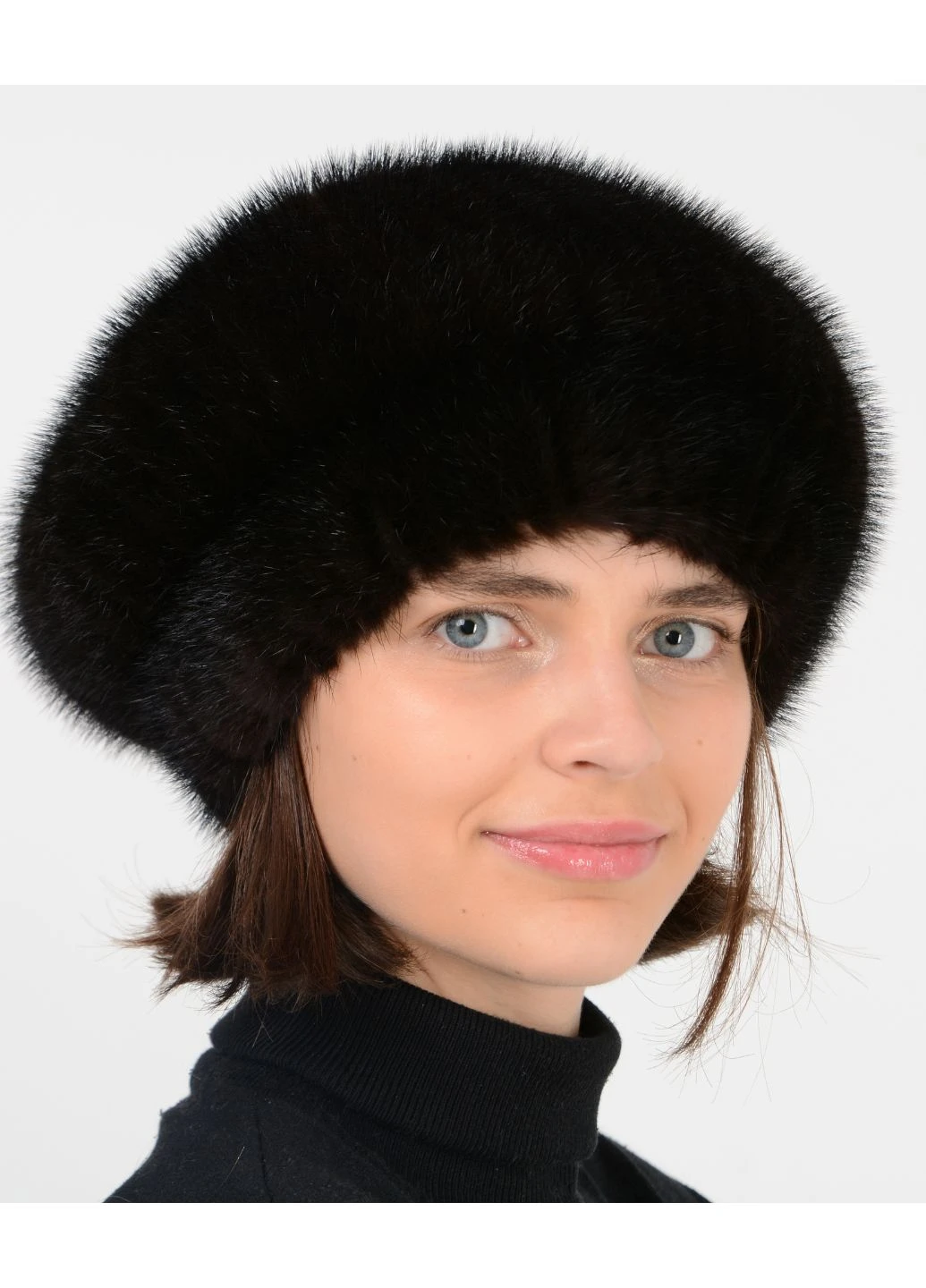 Жіночий в'язаний норковий берет Меховой Стиль Шарик (262604310)