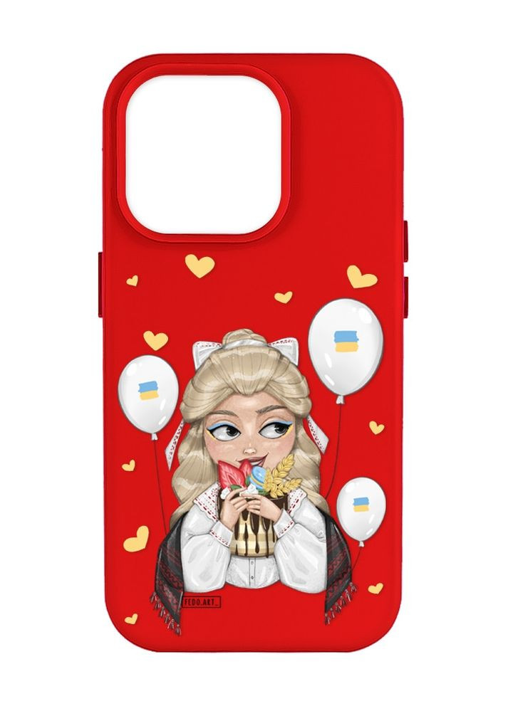 Матовый красный чехол на Apple iPhone 14 Pro Max :: Украинка со сладостями (патриотический принт 175) Creative (262606986)
