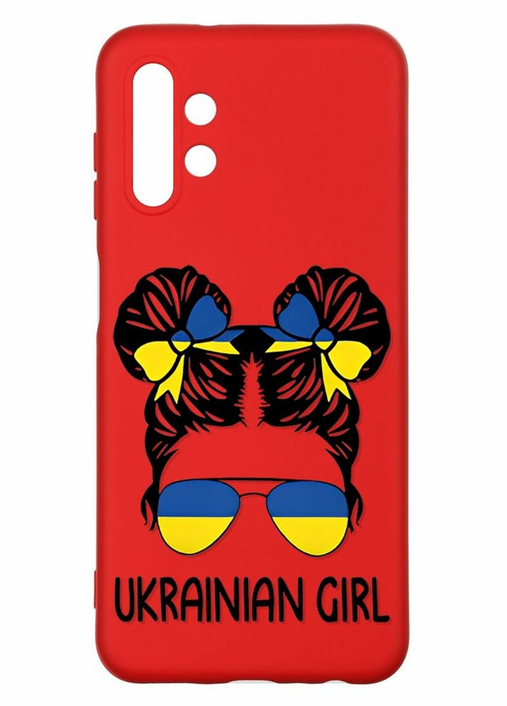 Матовый красный чехол на Samsung A13 4G :: Украинская девушка (патриотический принт 113) Creative (262608133)