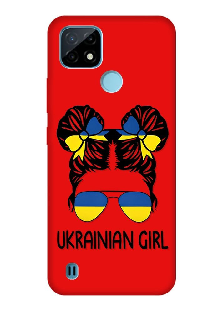 Матовый красный чехол на Realme C21Y :: Украинская девушка (патриотический принт 113) Creative (262605897)