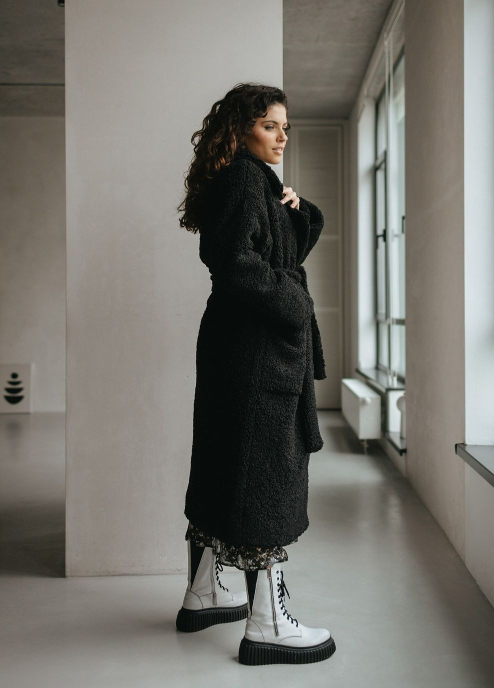 Чорне зимнє Пальто-шуба Liton