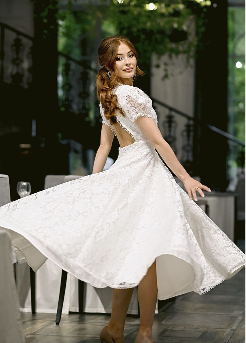 Білий вечірня плаття а-силует Annita однотонна