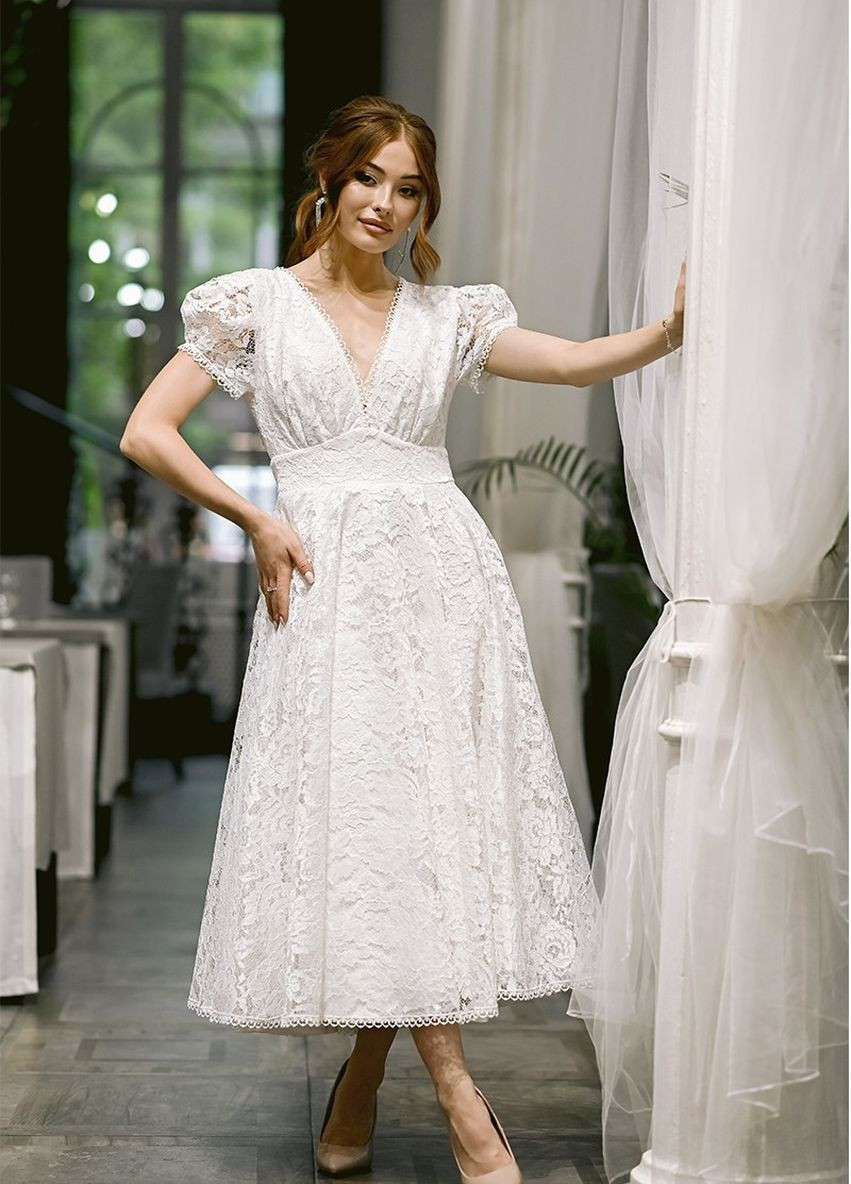 Білий вечірня плаття а-силует Annita однотонна