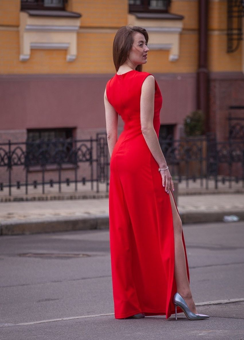 Червона вечірня плаття футляр First Woman однотонна