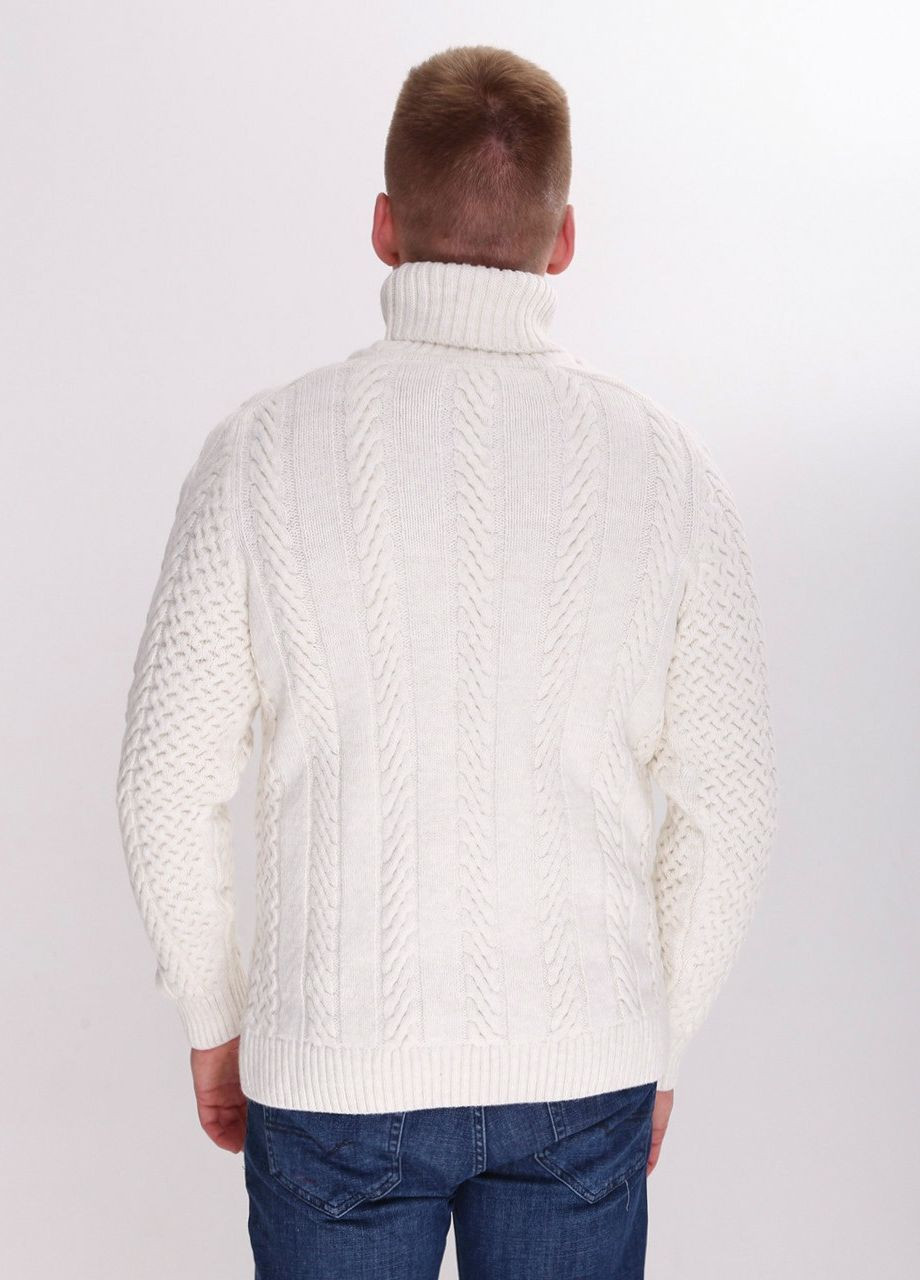 Білий зимовий светр чоловічий білий вовняний з горлом Pulltonic Прямой