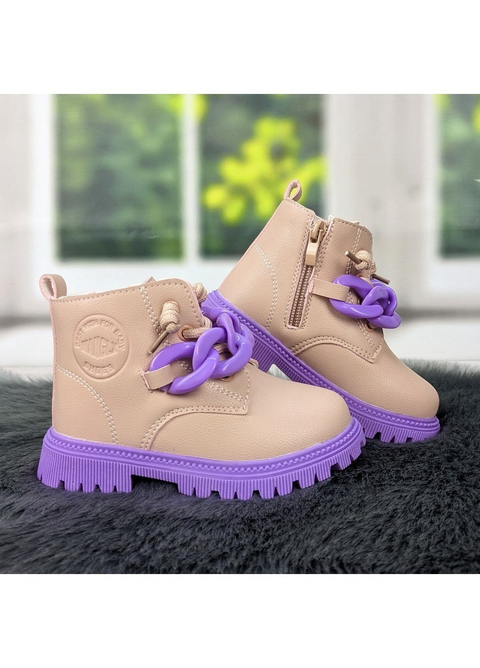 Пудровые повседневные осенние ботинки детские для девочки демисезонные Канарейка