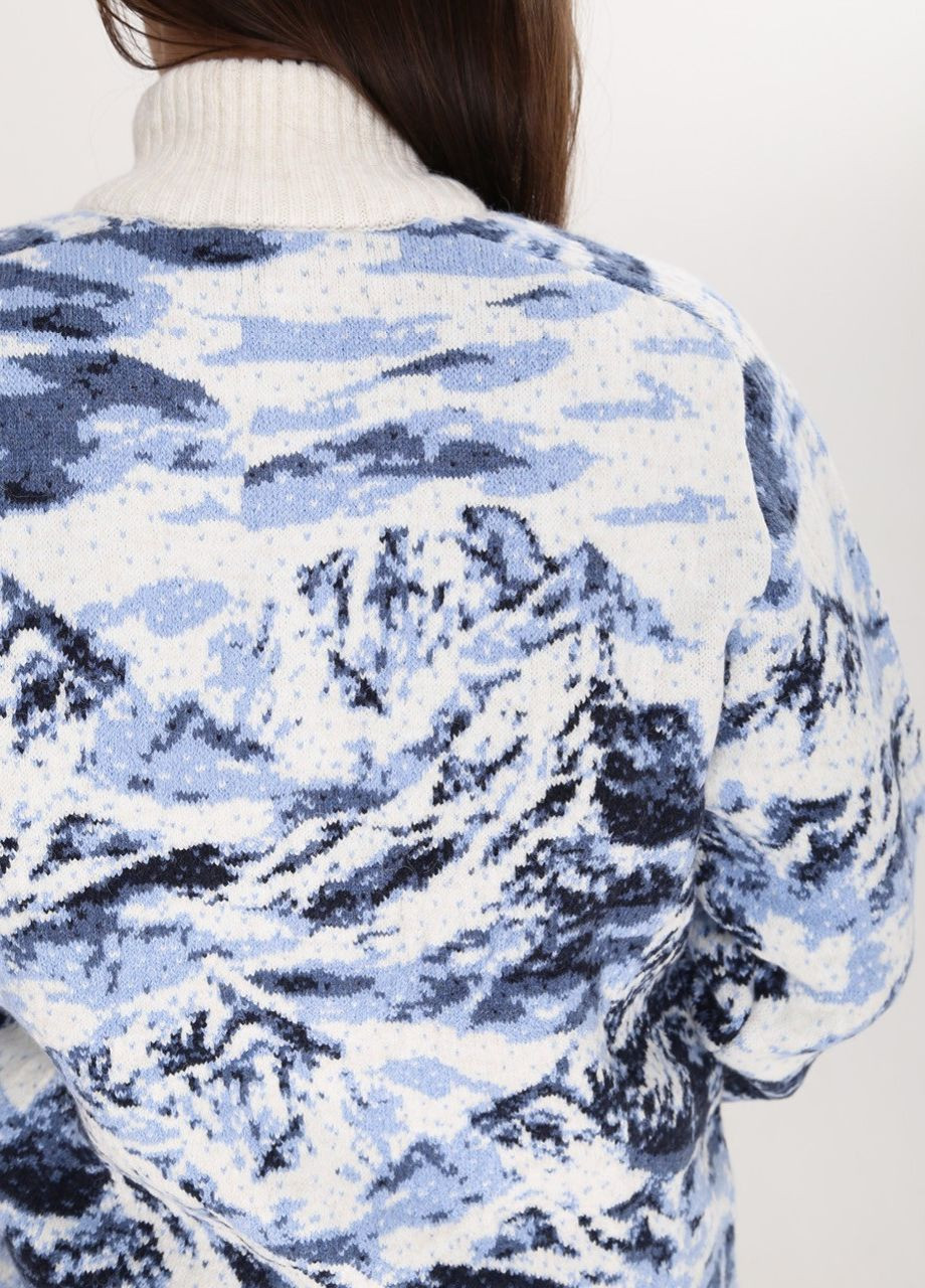 Белый зимний свитер женский белый зимний с волками на молнии Pulltonic Прямая