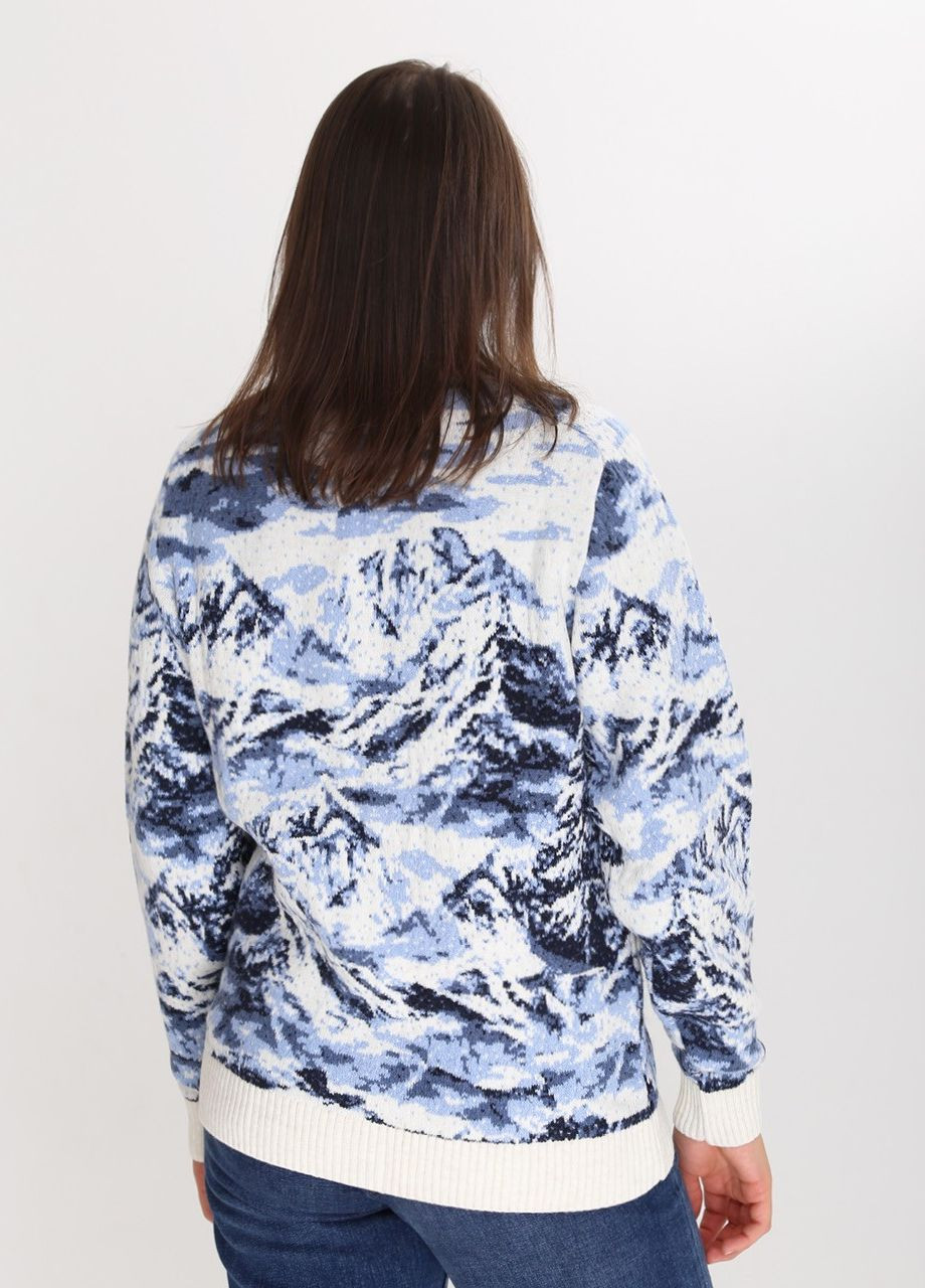 Белый зимний свитер женский белый зимний с волками на молнии Pulltonic Прямая