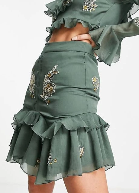 Оливковая (хаки) юбка Asos