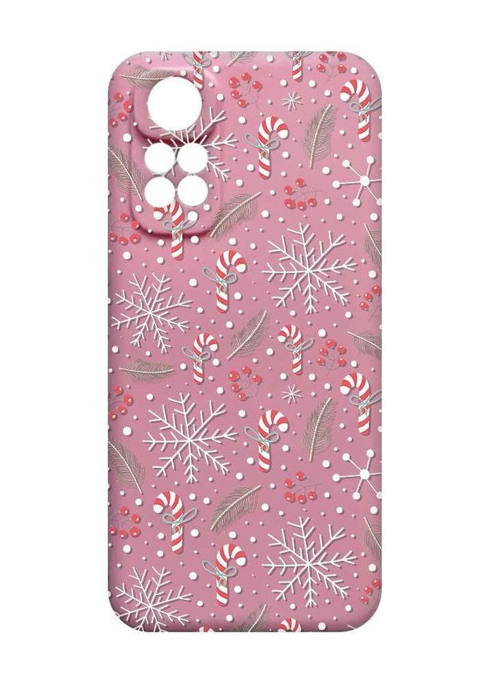 Матовый розовый чехол на Xiaomi Redmi Note 11 4G Новогодний фон (принт 199) Creative (262813240)