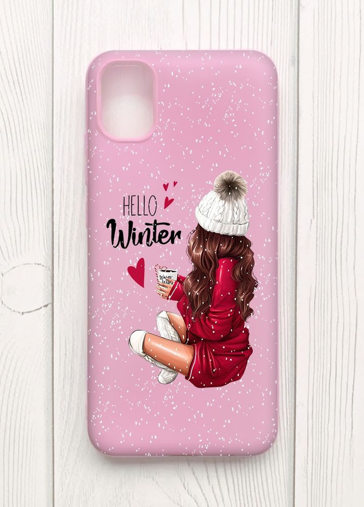 Матовий рожевий чохол на Samsung Galaxy A04E/A042 :: Привіт, зима (новорічний принт 138) Creative (262820865)
