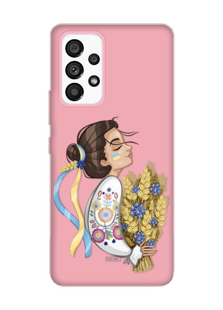 Матовый розовый чехол на Samsung Galaxy A53 4G/5G :: Украинка с колосками (патриотический принт 172) Creative (262820091)