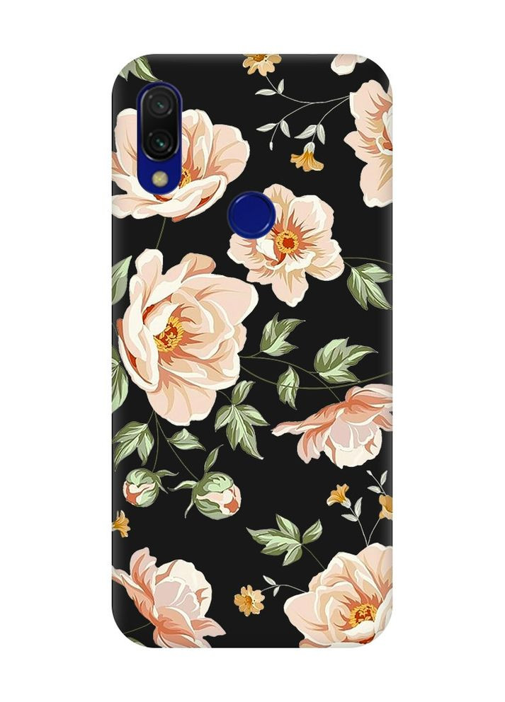 Матовый черный чехол на Xiaomi Redmi 7 :: Цветы пастельные (принт 277) Creative (262818354)