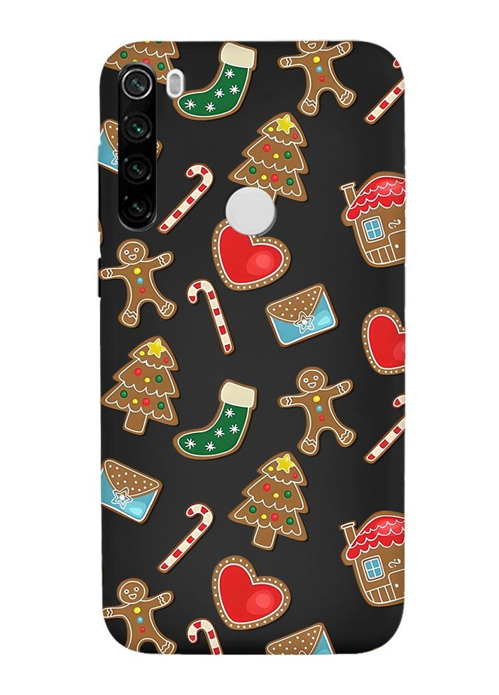 Матовый черный чехол на Xiaomi Redmi Note 8T :: Рождественский фон (новогодний принт 181) Creative (262817618)