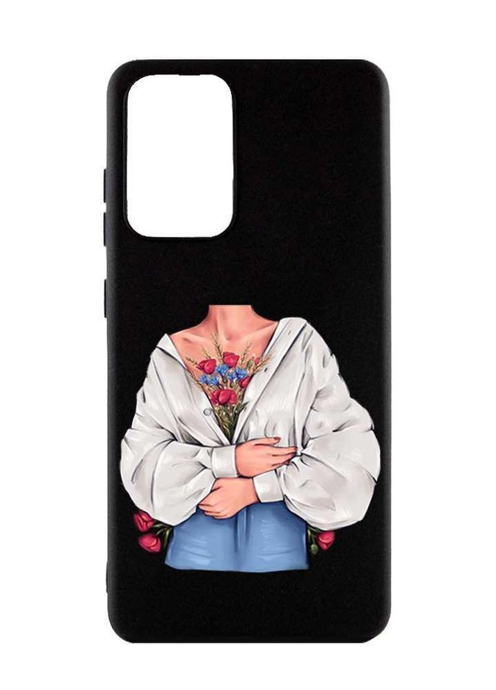 Матовый черный чехол на Samsung Galaxy A52 :: Силуэт с маками (принт 18) Creative (262813378)