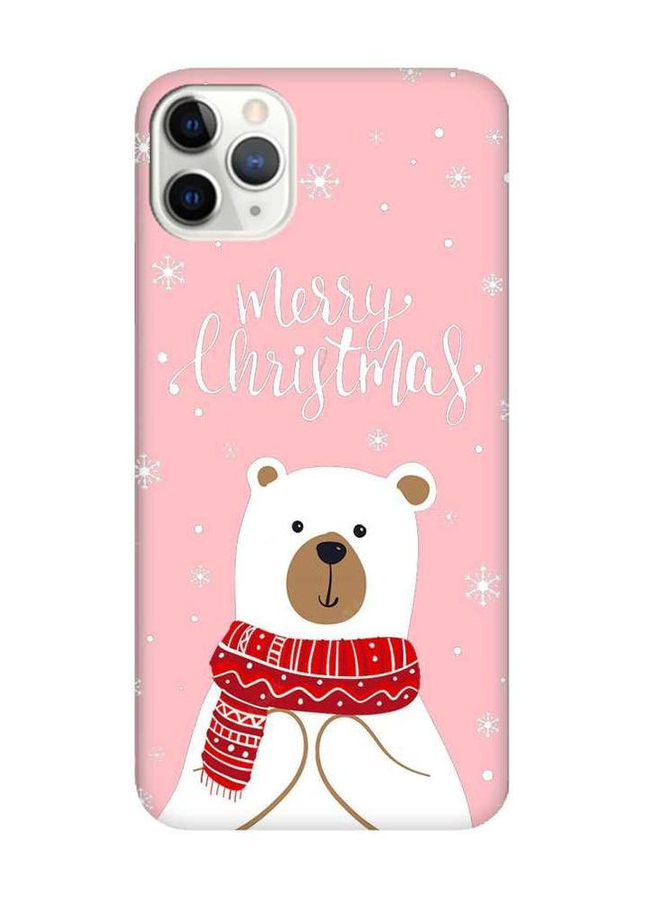 Матовий рожевий чохол на iPhone 11 Pro Max (6.5) Ведмедик. З Різдвом (принт 146) Creative (262820686)
