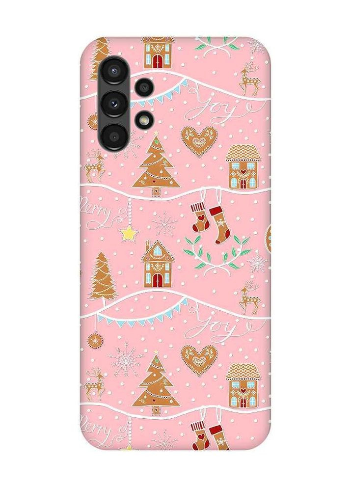 Матовый розовый чехол на Samsung A13 4G Фон Рождество (новогодний принт 201) Creative (262820716)