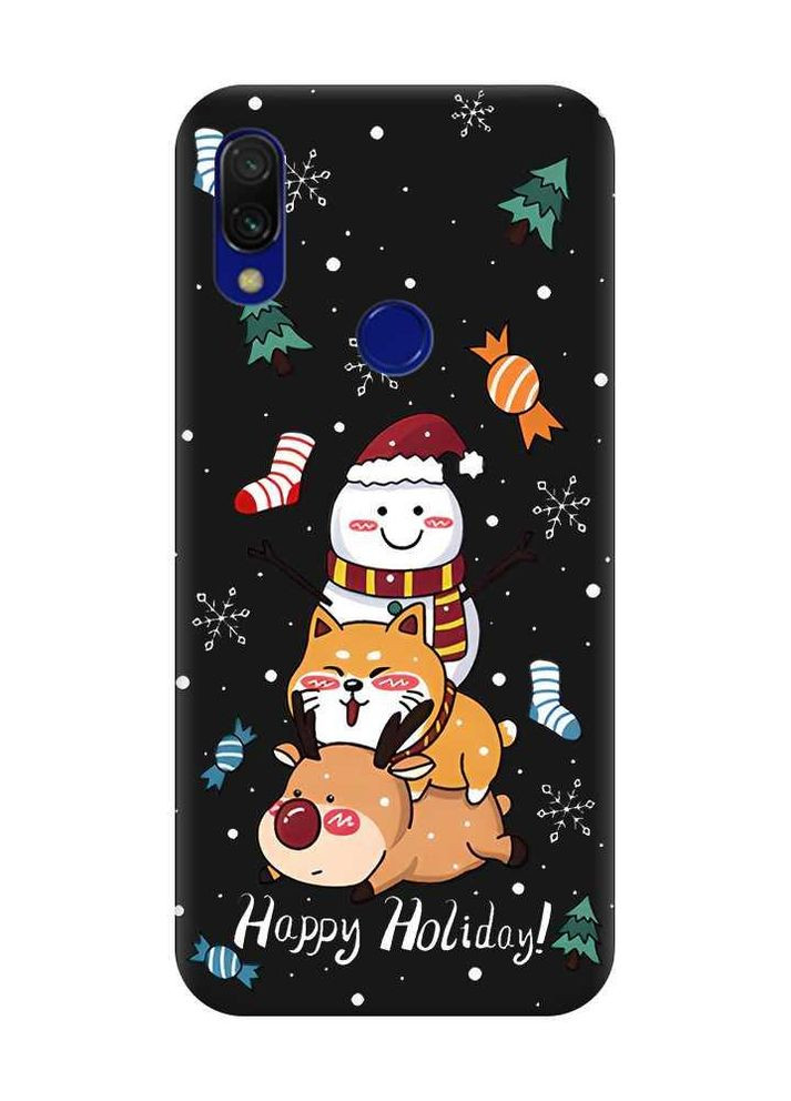 Матовый черный чехол на Xiaomi Redmi 7 Зимние развлечения (новогодний принт 153) Creative (262821067)