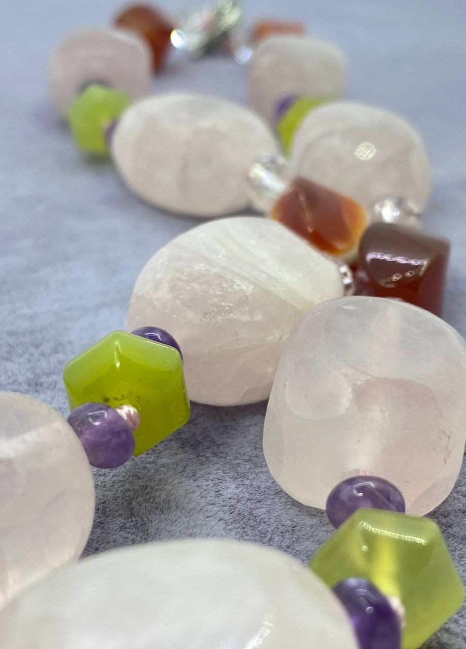 Намисто Рожевий Кварц і Сердолік 58 см No Brand (262821990)