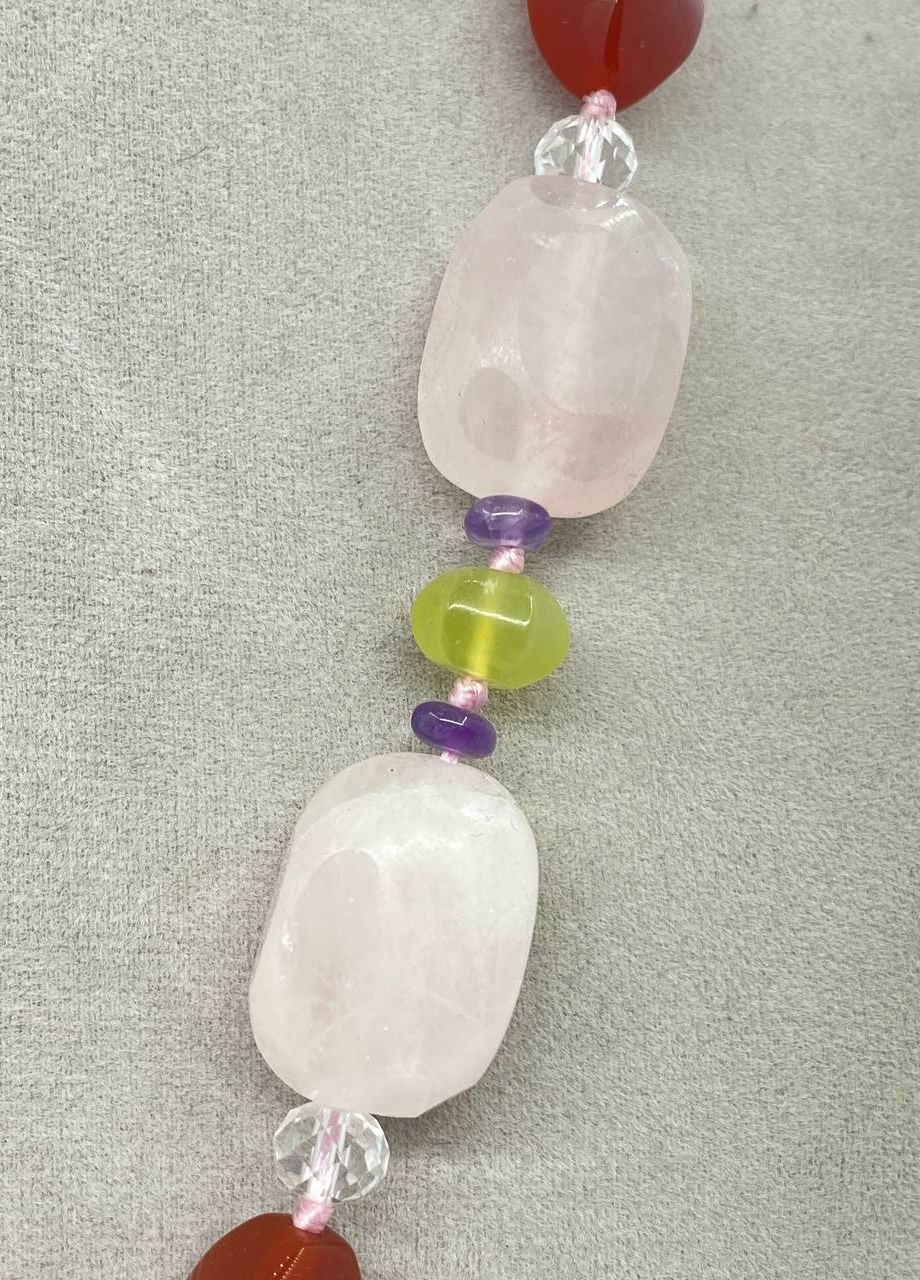 Намисто Рожевий Кварц і Сердолік 58 см No Brand (262821990)