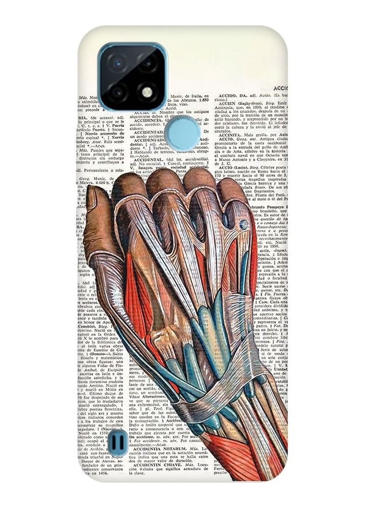 Матовый чехол с розовыми боками на Realme C21Y :: Анатомия руки (принт 298) Creative (262816154)