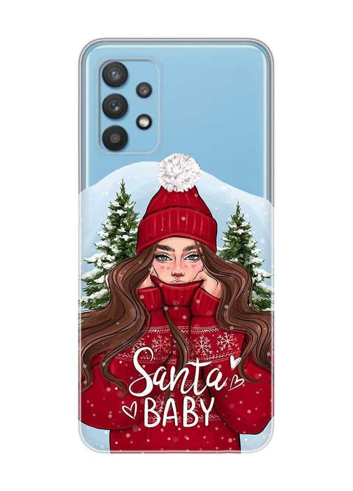 Прозрачный чехол на Samsung Galaxy A32 Девушка в красном (новогодний принт 189) Creative (262813281)
