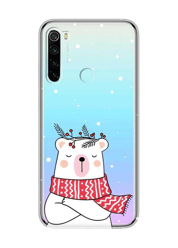 Прозрачный чехол на Xiaomi Redmi Note 8 Медведь в шарфе (новогодний принт 147) Creative (262811414)