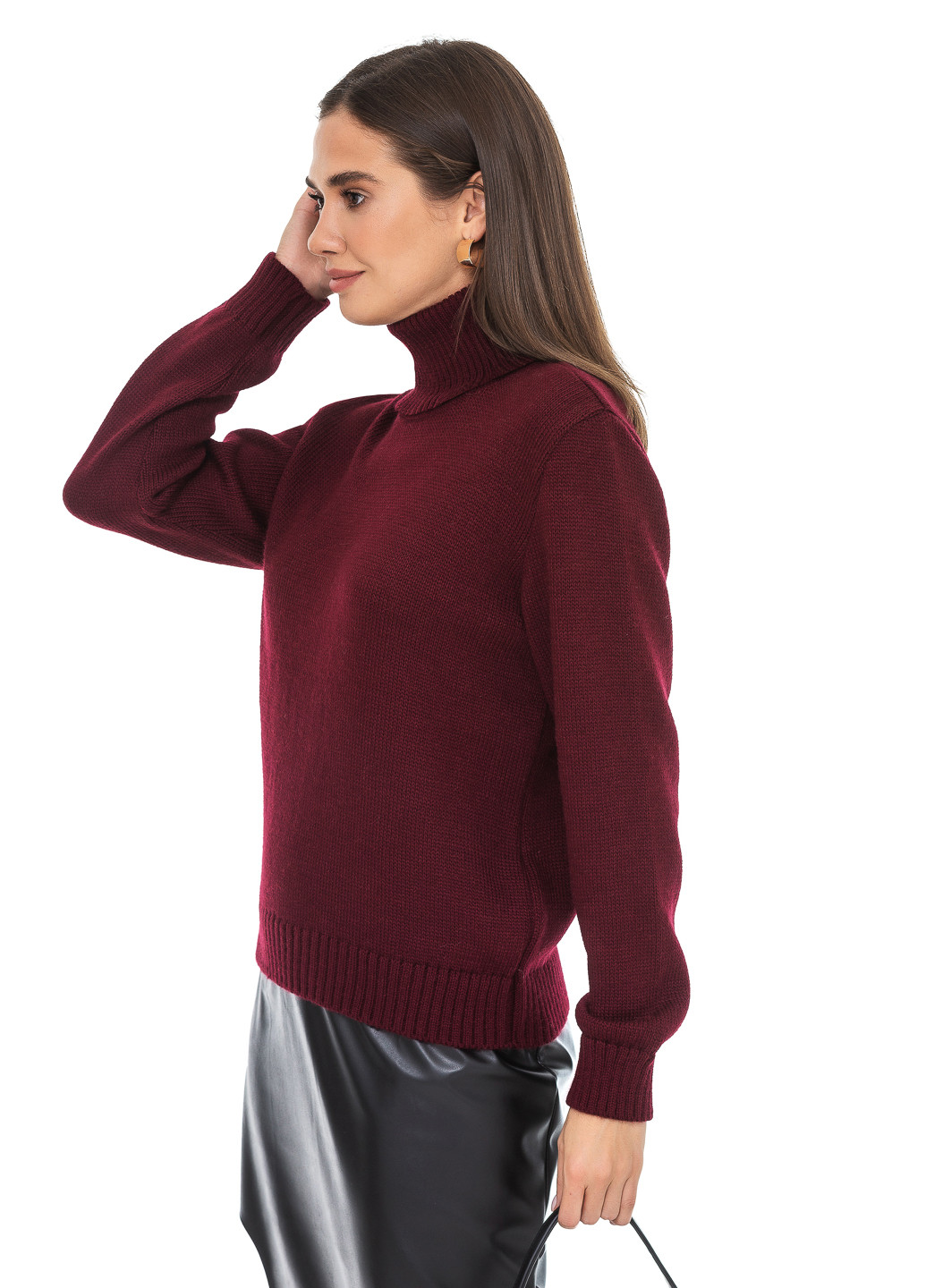 Бордовый зимний классический женский свитер SVTR