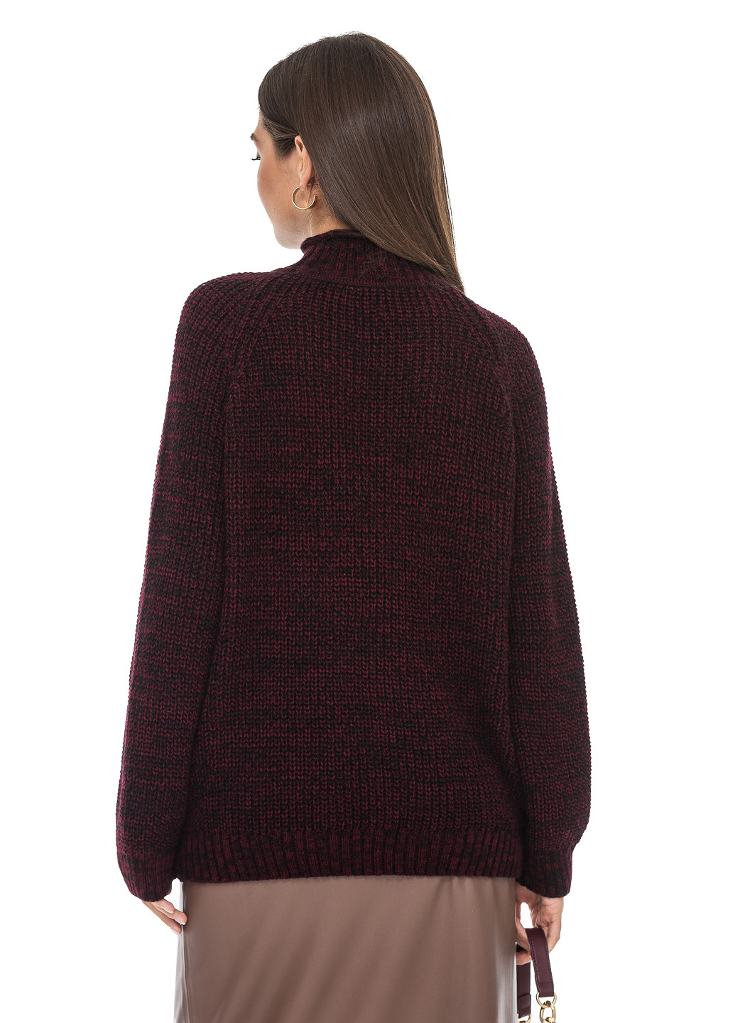 Бордовый меланжевый свитер крупной вязки. SVTR