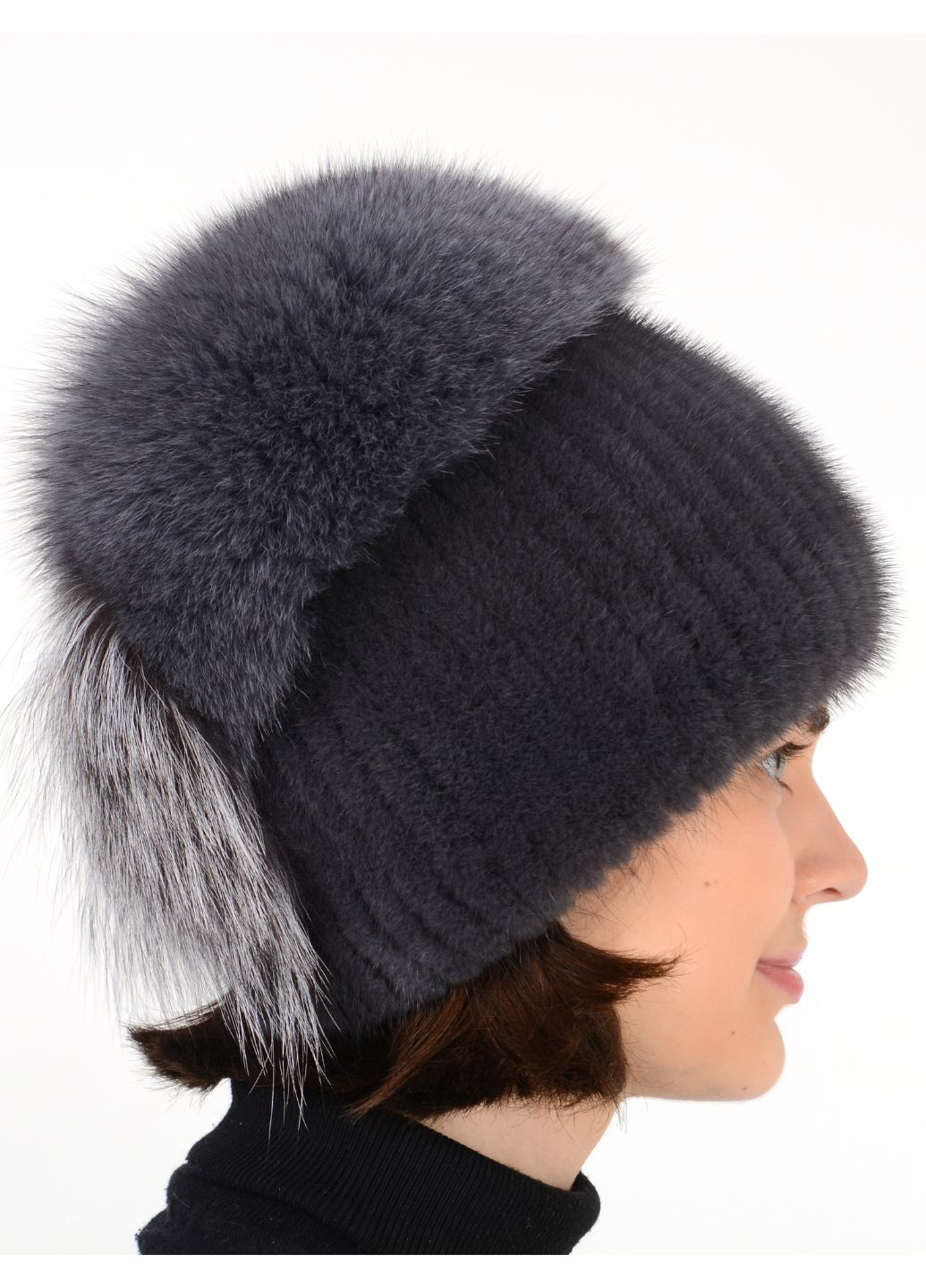 Женская меховая норковая вязаная шапка с помпоном Меховой Стиль колибри (262977395)