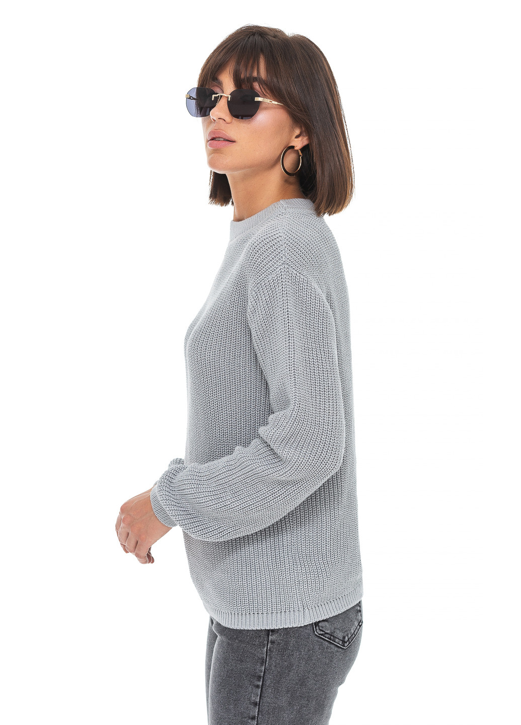 Серый хлопковый женский свитер SVTR