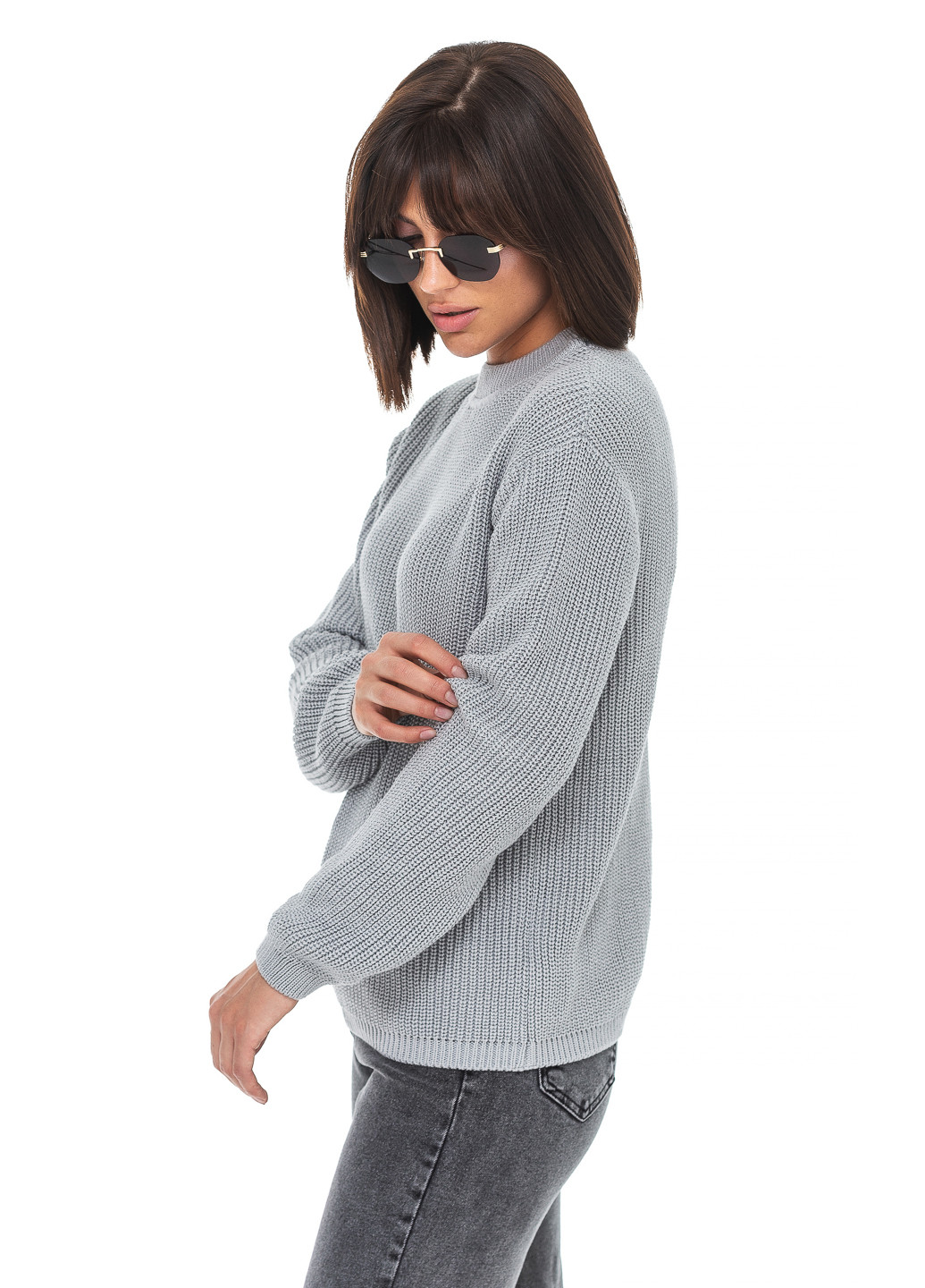 Сірий бавовняний жіночий светр SVTR