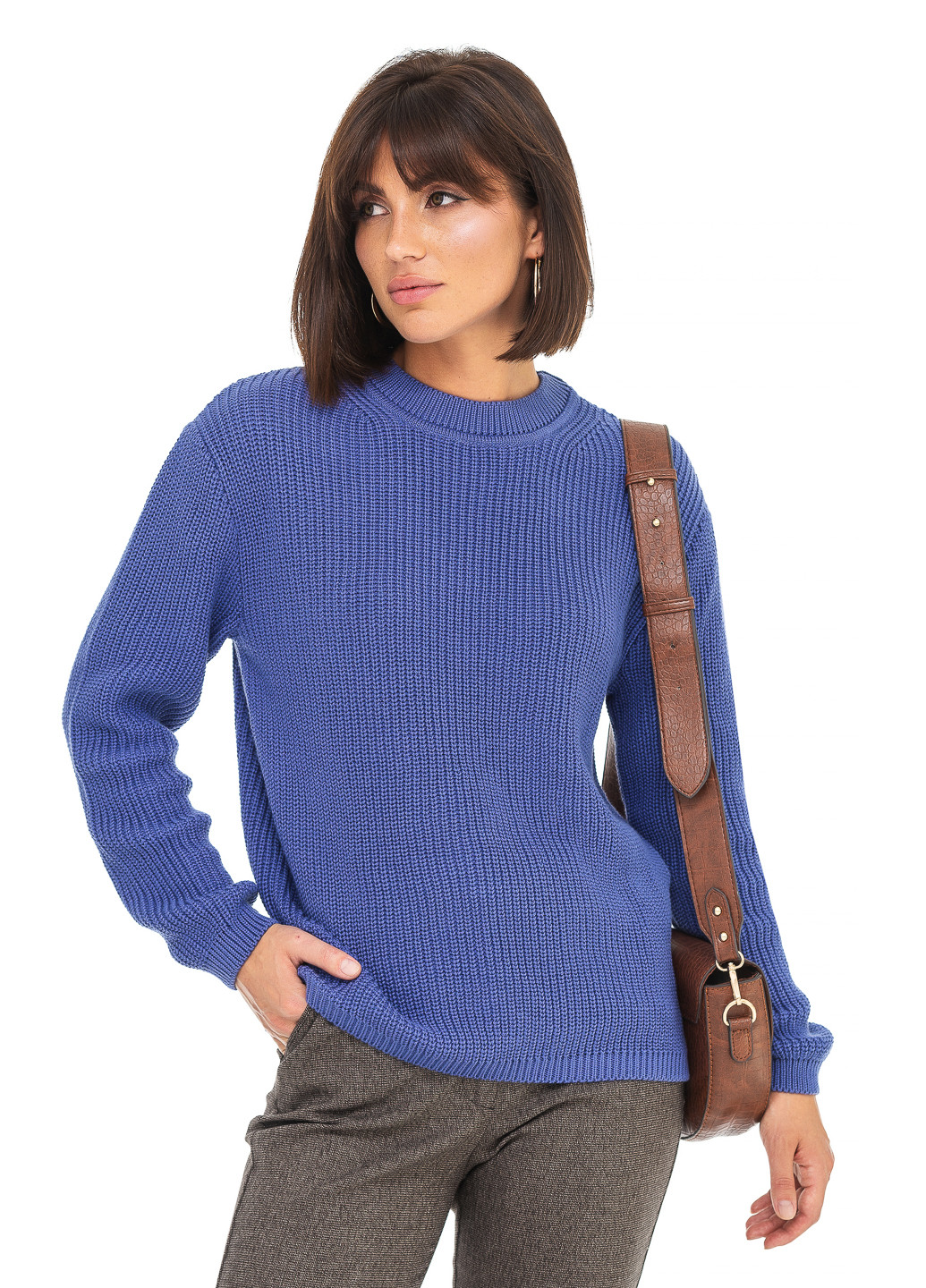 Синій бавовняний жіночий светр SVTR