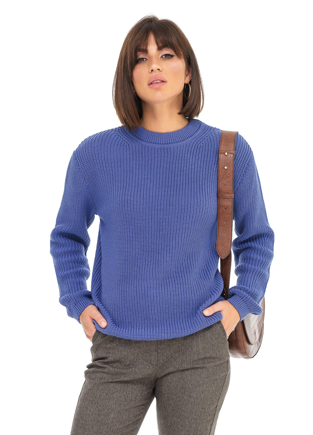 Синій бавовняний жіночий светр SVTR