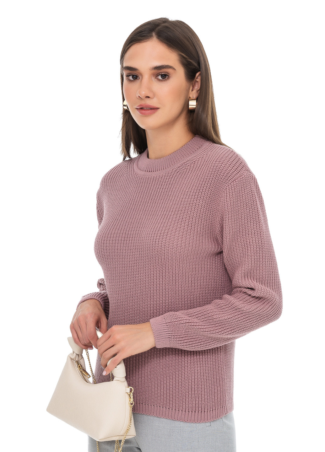 Пудровий бавовняний жіночий светр SVTR