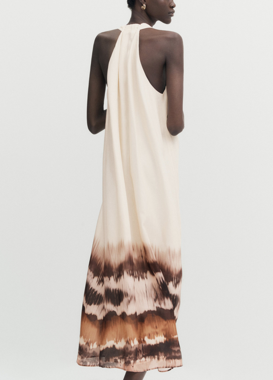 Молочное повседневный платье Massimo Dutti с абстрактным узором