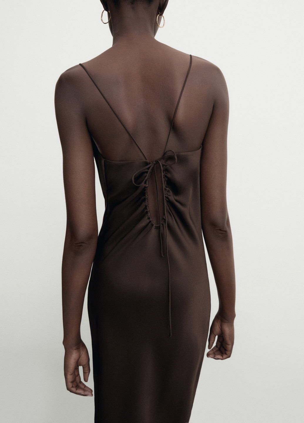 Темно-коричнева вечірня сукня Massimo Dutti однотонна