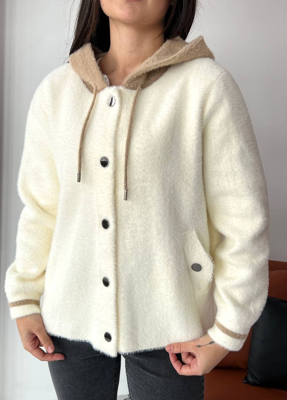 Молочне демісезонне Коротке пальто з альпаки Hand Made