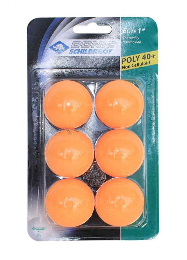 М'ячі Elite 1звезда 40+ (6шт.) plastic orange Donic (263057715)