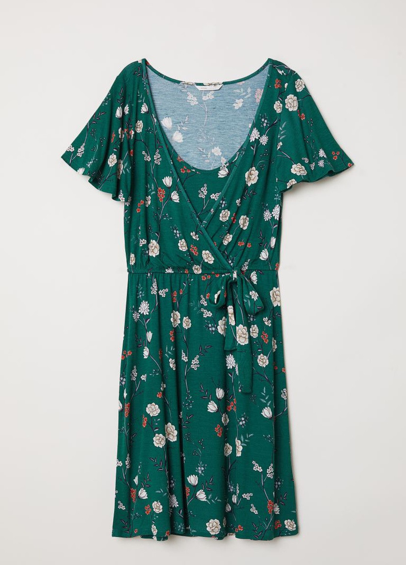 Зелена кежуал сукня для годуючих мам H&M з квітковим принтом