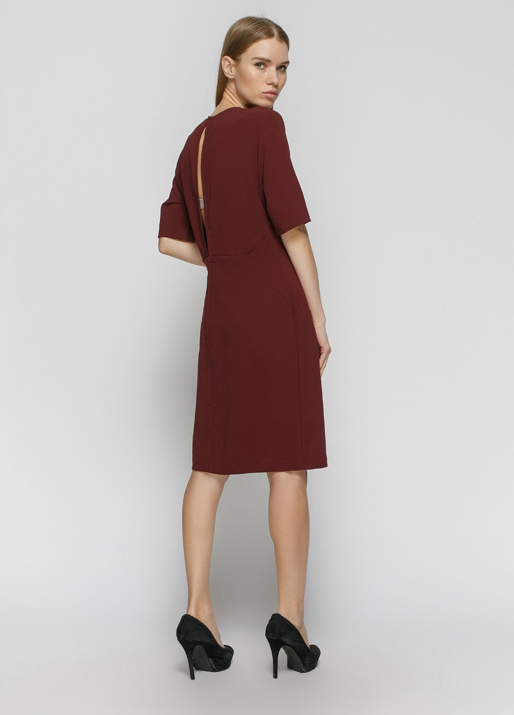 Темно-бордовое кэжуал платье H&M однотонное