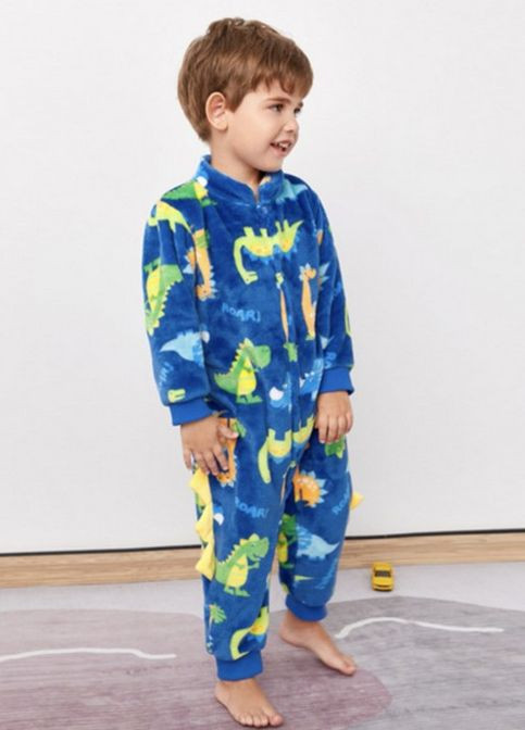 Синя всесезон кігурумі динозавр дитячий костюм catt 100 синій No Brand