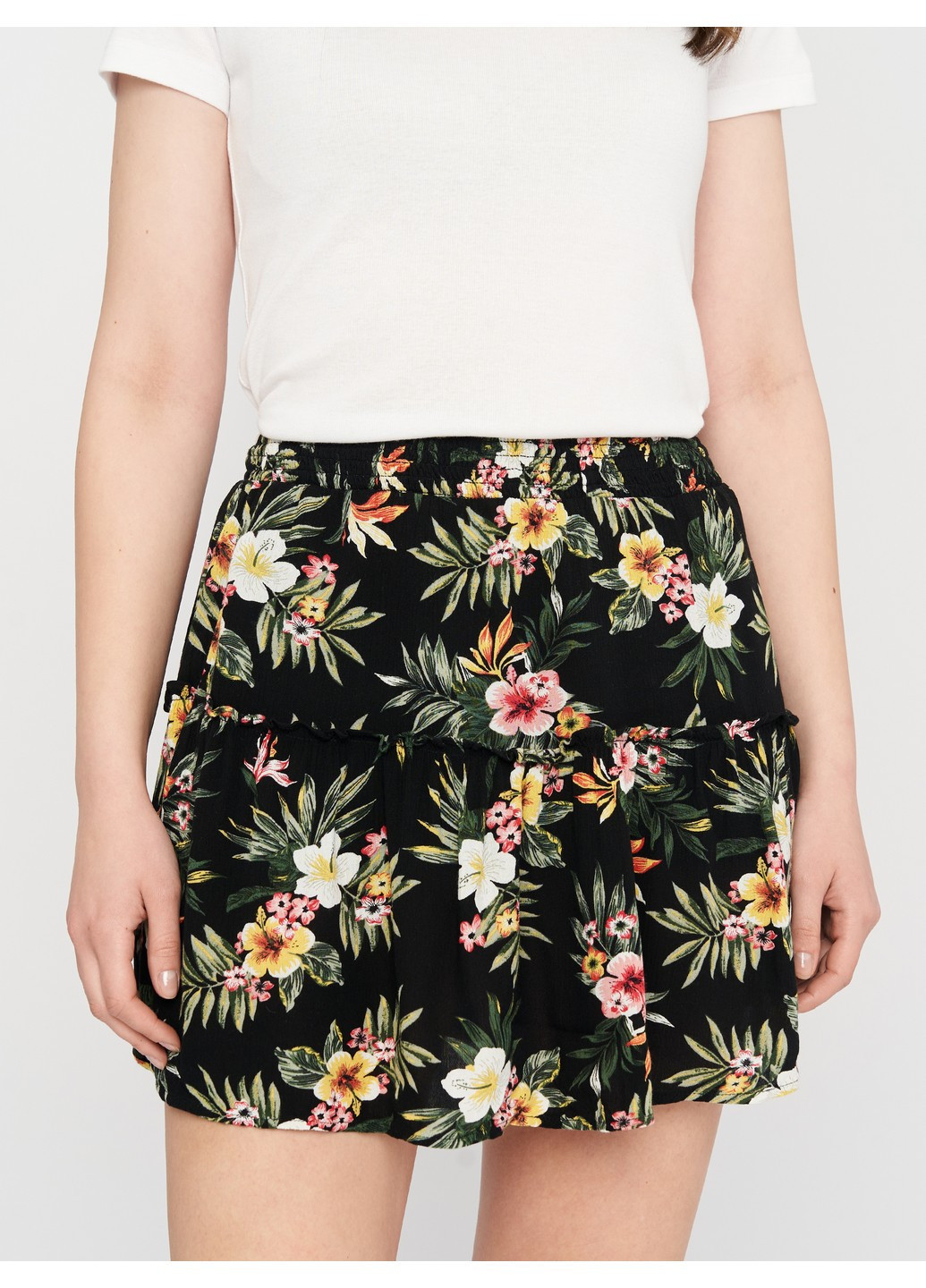 Черная кэжуал цветочной расцветки юбка C&A