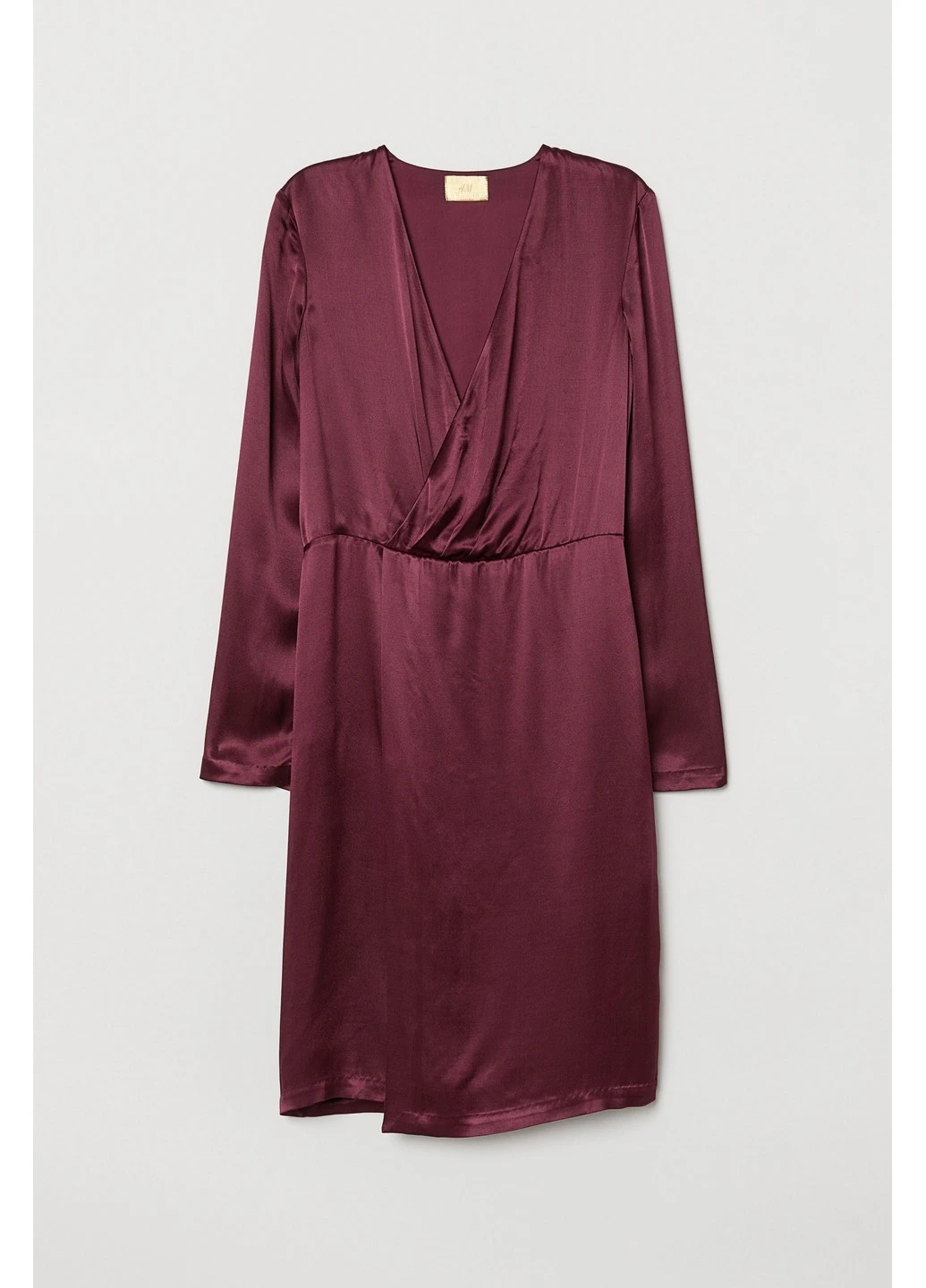 Бордовое коктейльное платье H&M однотонное