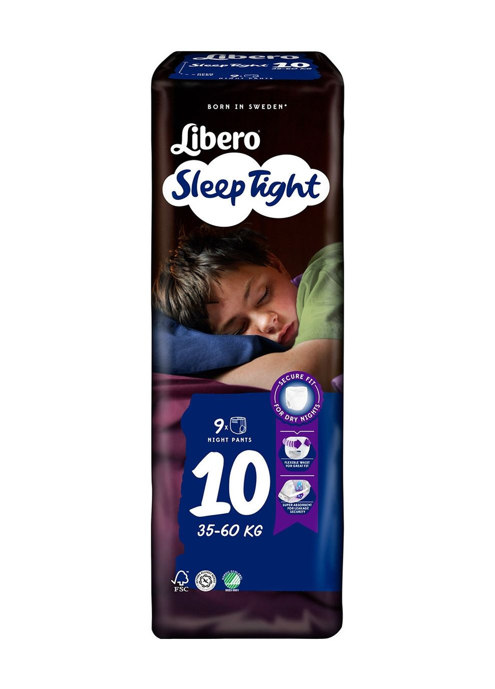 Підгузники-трусики Sleep Tight розмір 10 35-60 кг 9 шт Libero 7322541180816 (263133352)
