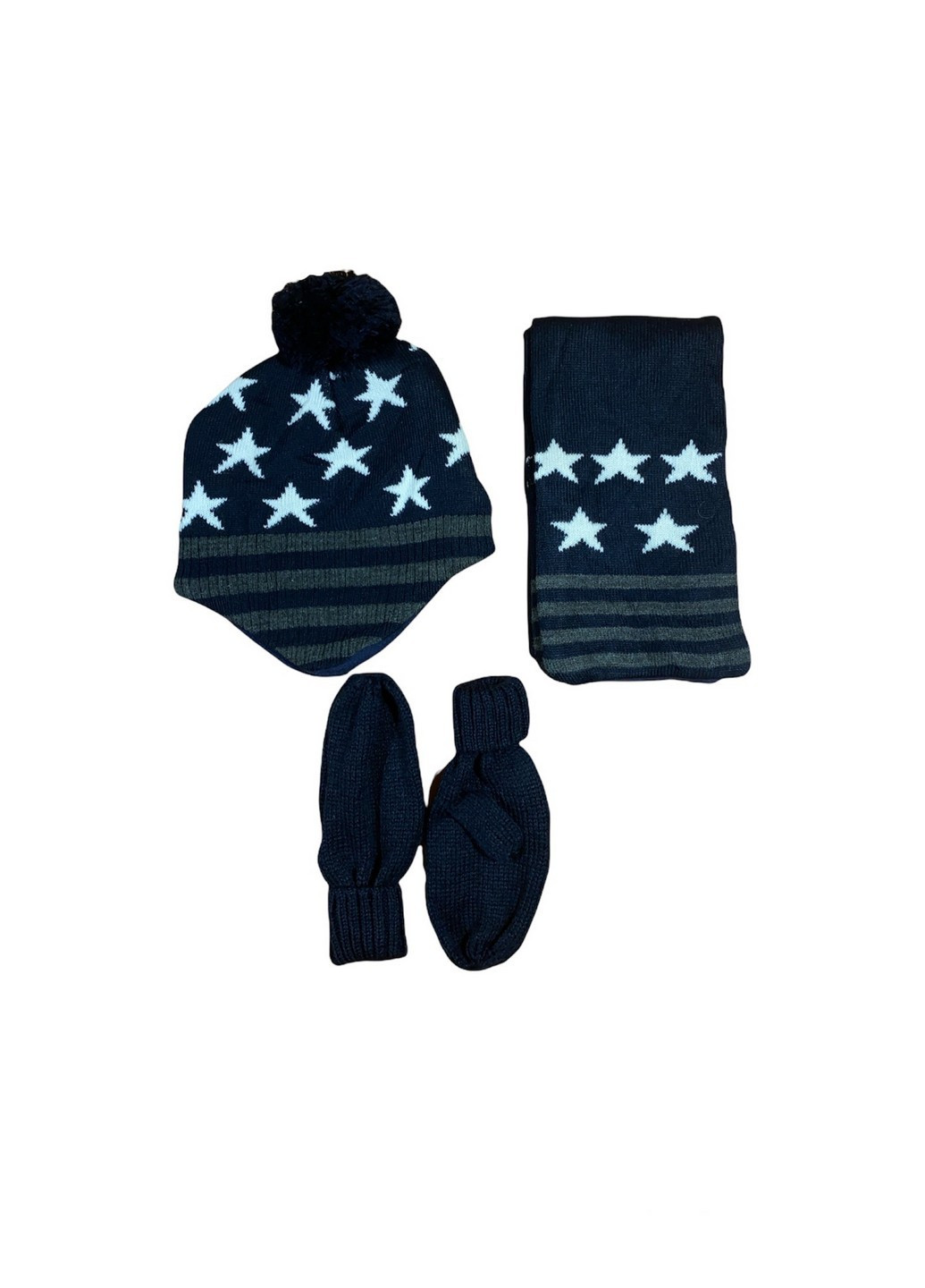 Темно-синий комплект (шапка,варежки,шарф) Lupilu